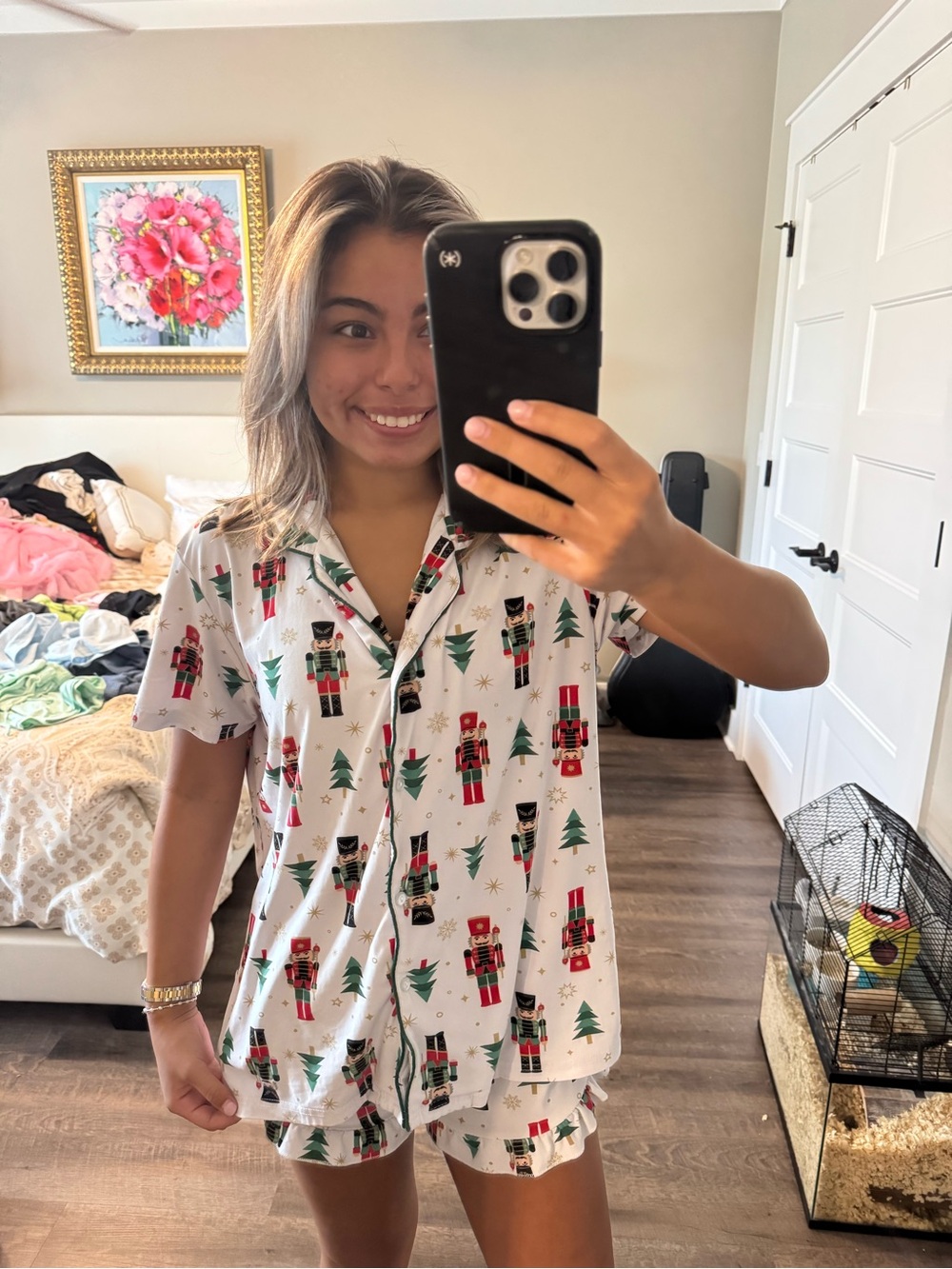 Holiday Nutcracker Print Pajama Set - White